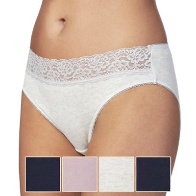 Pack of five assorted lace trim high leg briefs
